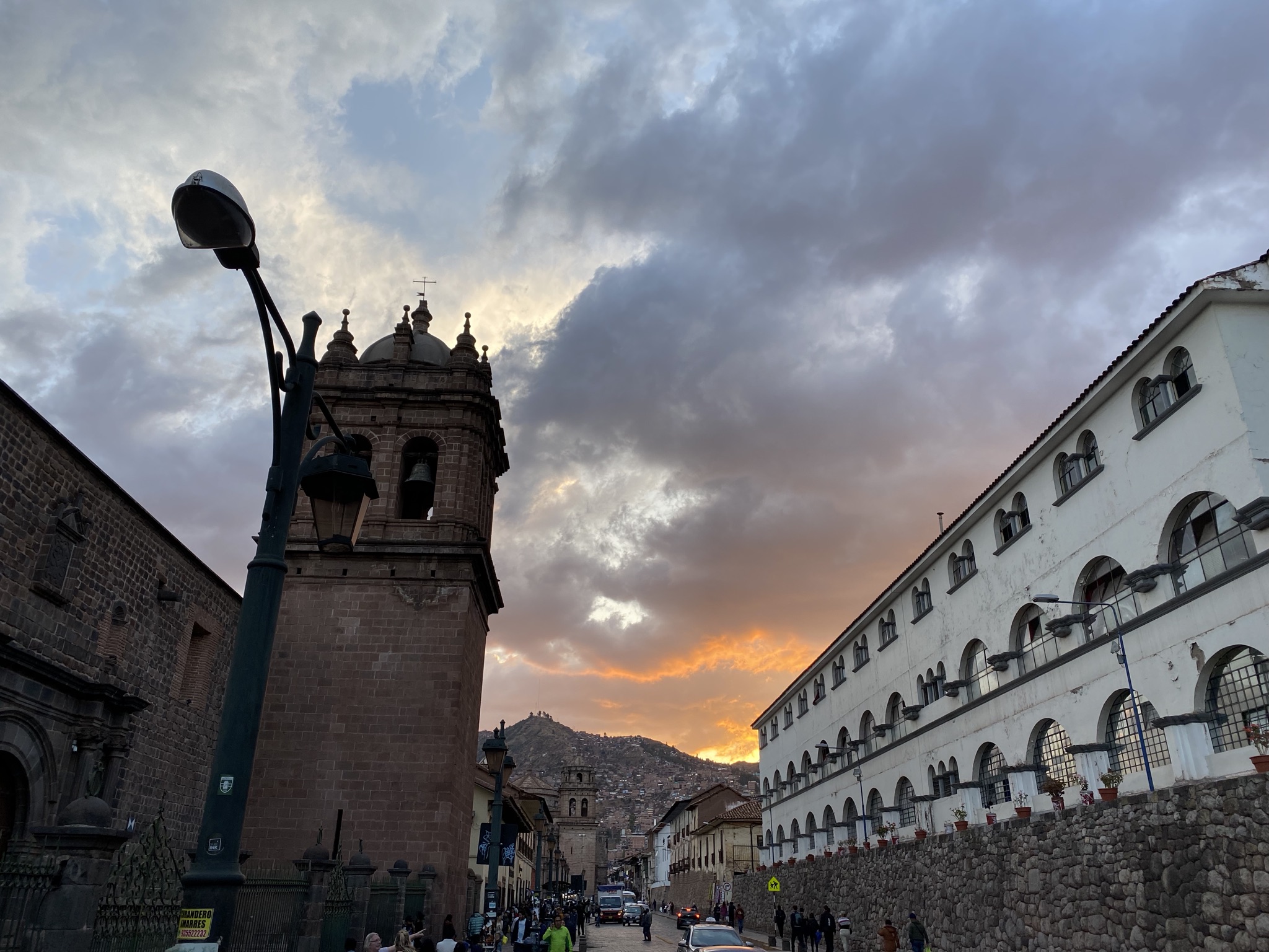 Best Day Hikes from Cusco sunset in the historic center of cusco, peru